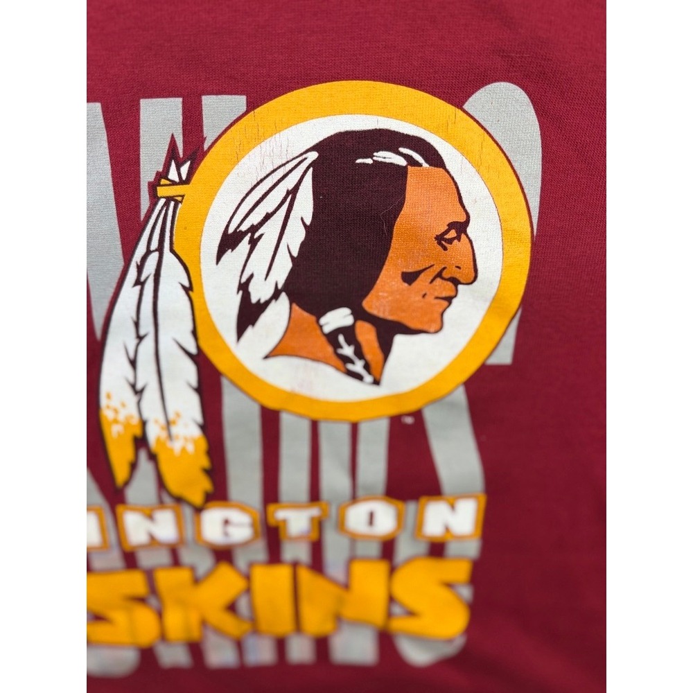 Vintage Washington Redskins Team Rated Shirt XXL USA Made 90s NFL V-Neck Red - Picture 7 of 11